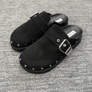 Steve Madden Cherrie Platform Clogs Women 8.5 Black Slip On Leather Studded Goth
